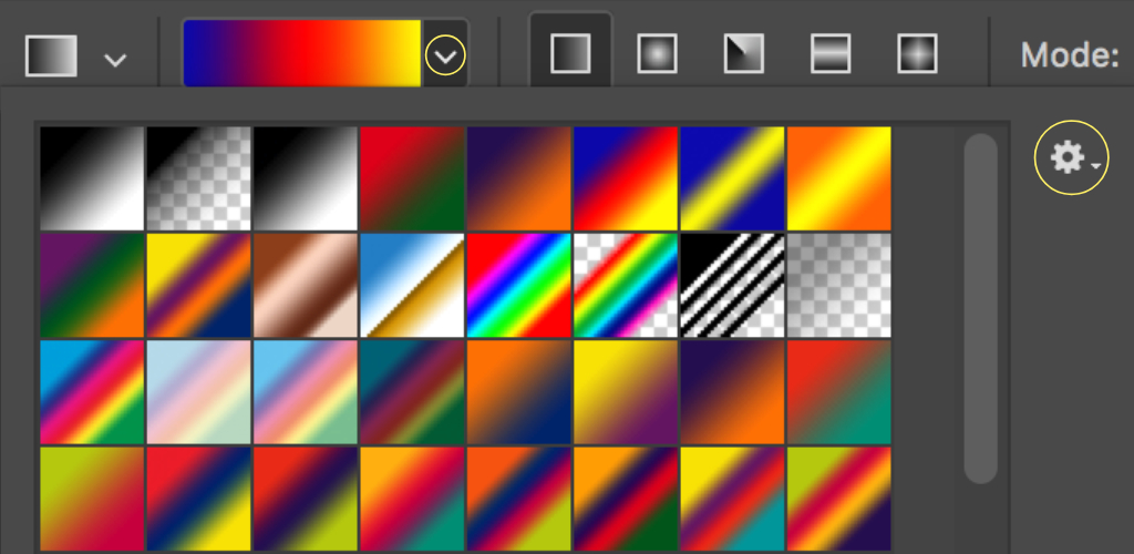 Где находится gradient editor в фотошопе