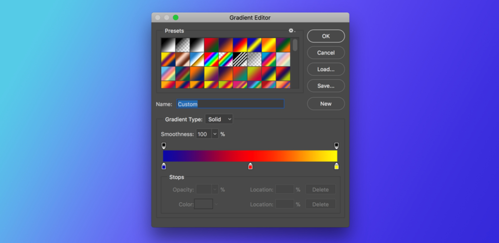 Где находится gradient editor в фотошопе